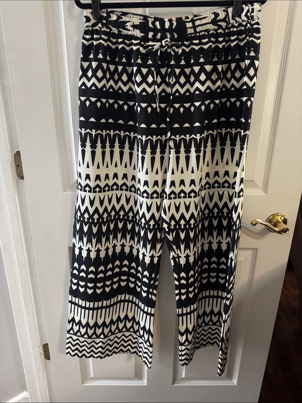 Club Z collection Black & White Tribal-Print Wide Leg Pants